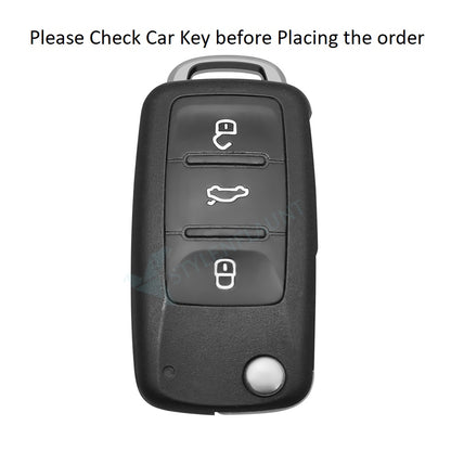 Volkswagen Jetta | Vento | Polo | Ameo 3 Luxury Premium Transformer Series Car Key Cover Key Case With Key Chain ( 3 Button Flipkey)