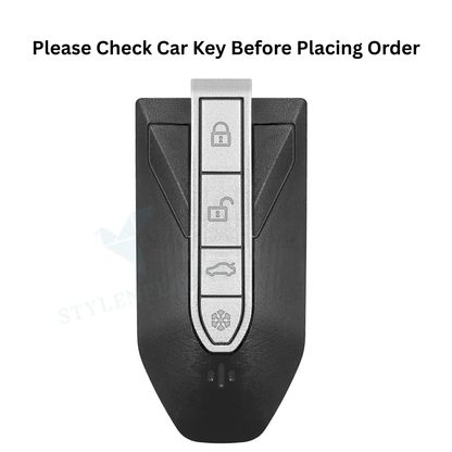 Mahindra XEV 9e | BE 6 | 7XO Luxury Premium Transformer Series Metal Black Soft Silicone Smart Car Key Cover with Key Chain – 4 Button
