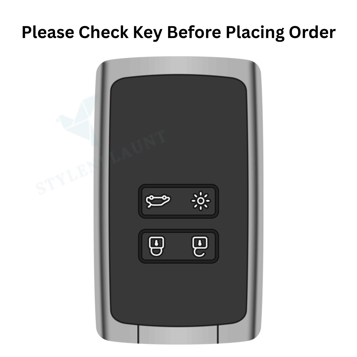 Renault Duster 2026 | Kiger Luxury Premium Transformer Series Metal Black Soft Sillcon Smart Car Key Cover Key Case With Key Chain (4 Button)