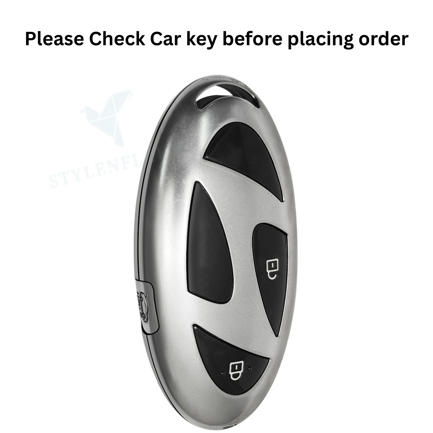 Hyundai Venue 2025 Luxury Premium Transformer Series Metal Black Soft Sillcon Smart Car Key Cover Key Case With Key Chain (3 Button)