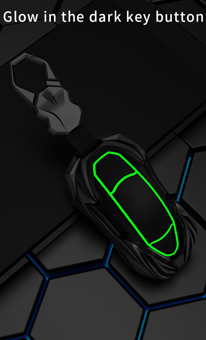 Tesla model X Luxury Premium Beast Metal Smart Car Design Key Cover Key Case With Key Chain