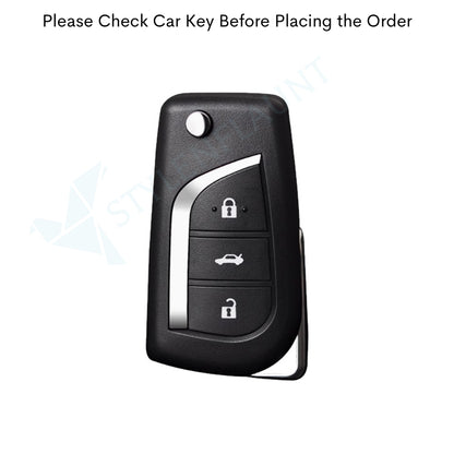 TOYOYA FLIPKEY Fortuner | Tundra | Highlander | Corolla | CHR | Camry | Rav4 |  Innova Crysta Luxury Premium Metal Smart Car Key fob Cover Key Case With Key Chain ( 3 buttons ) Flipkey
