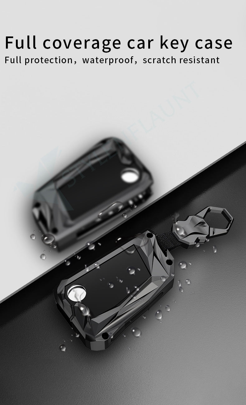 STYLENFLAUNT Waterproof New Protector Series Soft Silicon Car Case Holder Keychain & Full Protection 3 Button Metal Smart Car Key Cover for Skoda Kylaq | Kushaq | Slavia