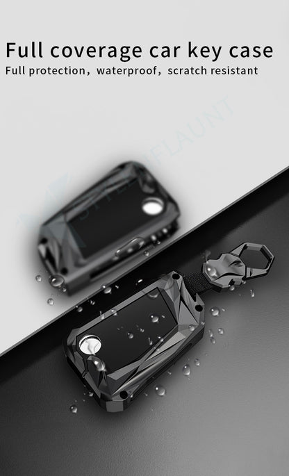 STYLENFLAUNT Waterproof New Protector Series Soft Silicon Car Case Holder Keychain & Full Protection 3 Button Metal Smart Car Key Cover for Skoda Kylaq | Kushaq | Slavia