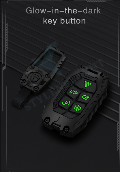 Jaguar F- face ( 2015-2020 ) Luxury Premium Transformer Series Metal Black Soft Sillcon Smart Car Key Cover Key Case With Key Chain ( 5 Button )