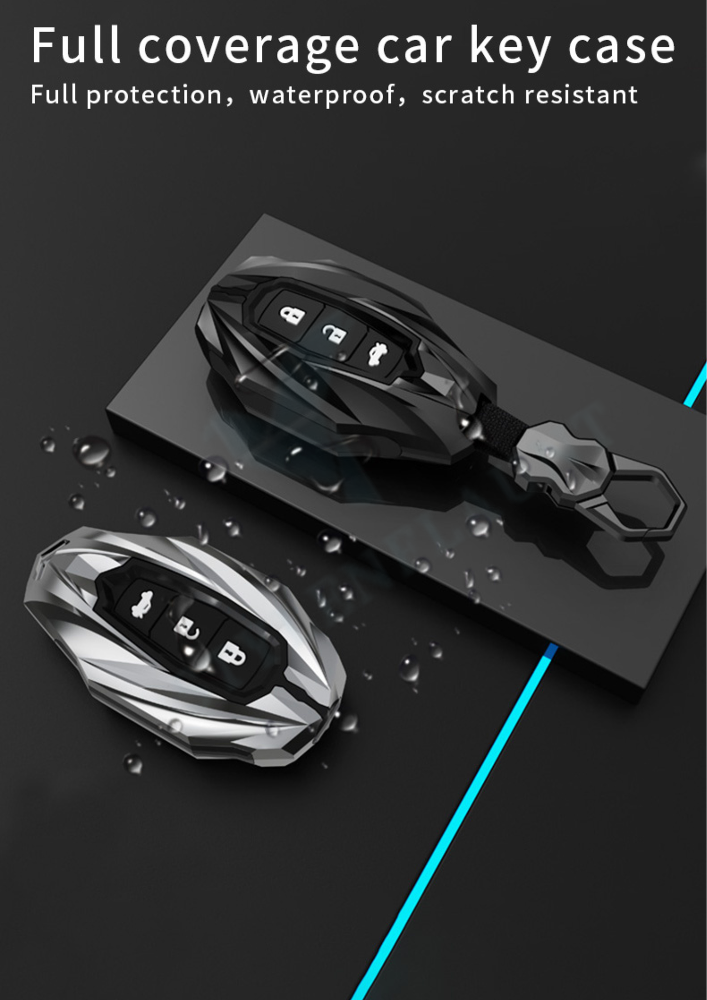 Hyundai i20 2024 | Verna Old Luxury Premium Protector Series Metal Black Soft Sillcon Smart Car Key Cover Key Case With Key Chain ( 3 button )