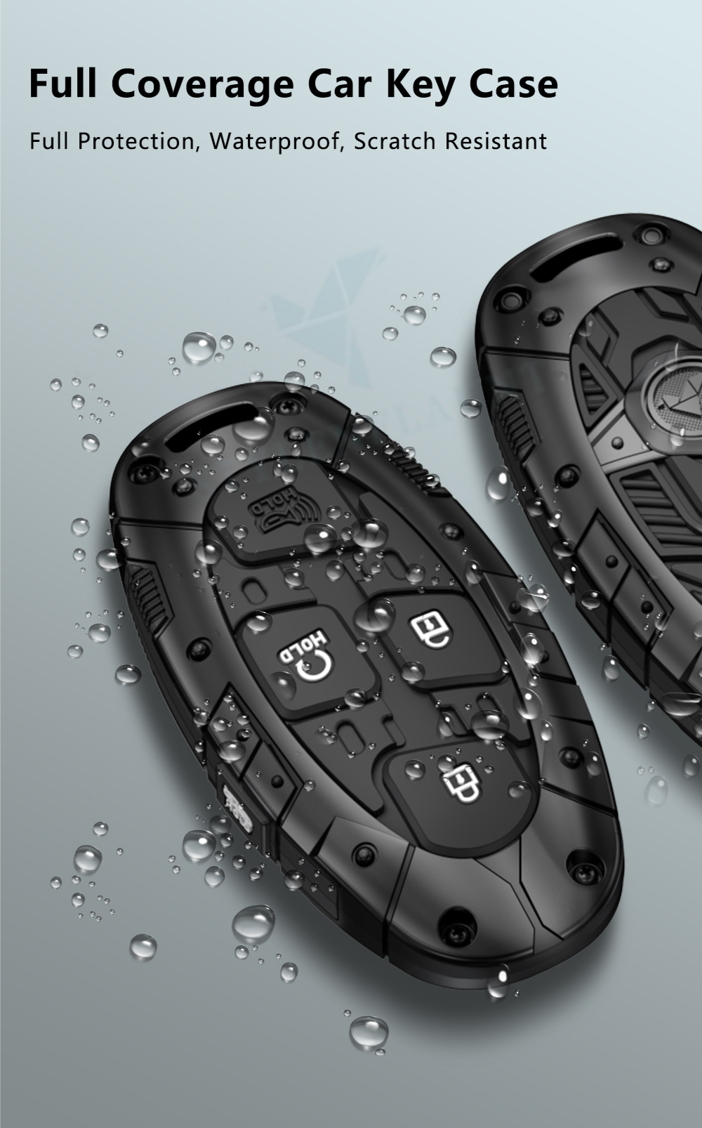 Hyundai Venue 2025 Luxury Premium Transformer Series Metal Black Soft Sillcon Smart Car Key Cover Key Case With Key Chain (4 Button)