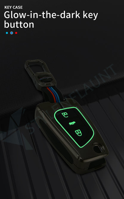 TOYOYA FLIPKEY Fortuner | Tundra | Highlander | Corolla | CHR | Camry | Rav4 |  Innova Crysta Luxury Premium Metal Smart Car Key fob Cover Key Case With Key Chain ( 3 buttons ) Flipkey