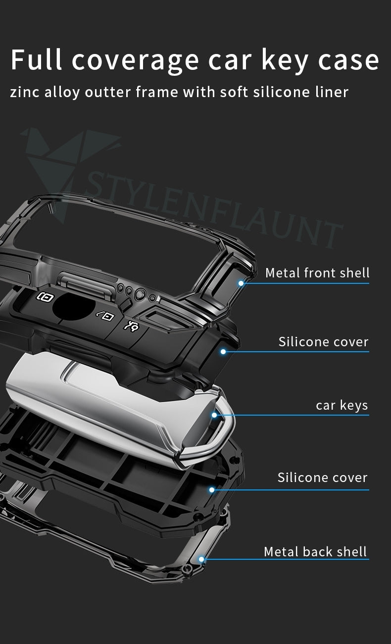 Mercedes Benz GLA 200 & EQA 250 EV Luxury Premium Beast Metal Smart Car Design Key Cover Key Case With Key Chain ( 3 buttons )