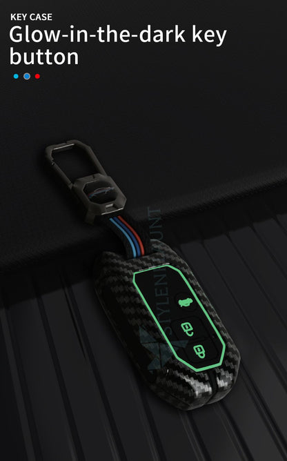 Suzuki Swift Dzire | Ertiga Luxury Premium Metal Carbon Fiber Smart Car Key Cover Key Case With Key Chain ( 3 Button )