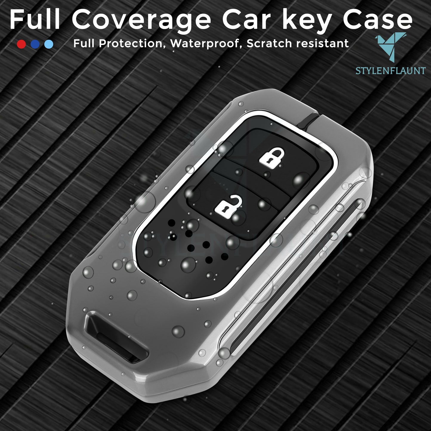 Honda Elevate 2023 Luxury Premium Metal Smart Car Key Cover Key Case With Key Chain( 2 buttons )