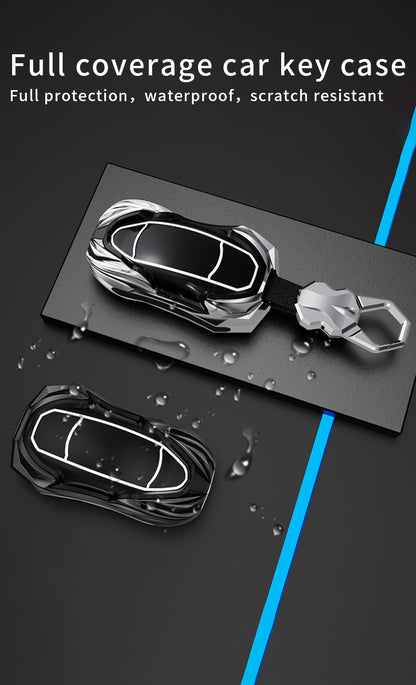 Tesla model X Luxury Premium Beast Metal Smart Car Design Key Cover Key Case With Key Chain