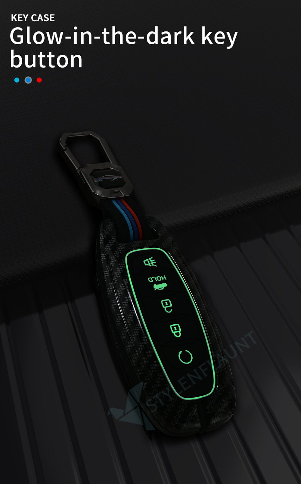 Nissan Patrol 2025 | Sentra 2025 | Rogue 2025 | Pathfinder 2025 | Armada 2025 | Murano 2025 Luxury Premium Carbon Fiber Black Soft Silicon Car Key Cover Key Case With Key Chain ( 5 buttons )