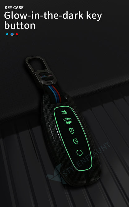 Nissan Patrol 2025 | Sentra 2025 | Rogue 2025 | Pathfinder 2025 | Armada 2025 | Murano 2025 Luxury Premium Carbon Fiber Black Soft Silicon Car Key Cover Key Case With Key Chain ( 5 buttons )