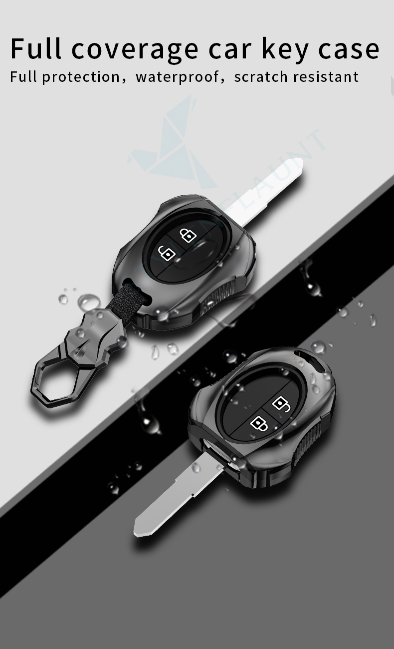 Suzuki Swift | Dzire | WagonR | Brezza | Grand Vitara | Fronx | Jimny | XL6 | Ignis | Ertiga | Baleno | Vitara Brezza | Celerio | Alto | Ciaz | S-Cross Luxury Transformer Series Metal Key Cover With Key Chain ( 2 buttons )