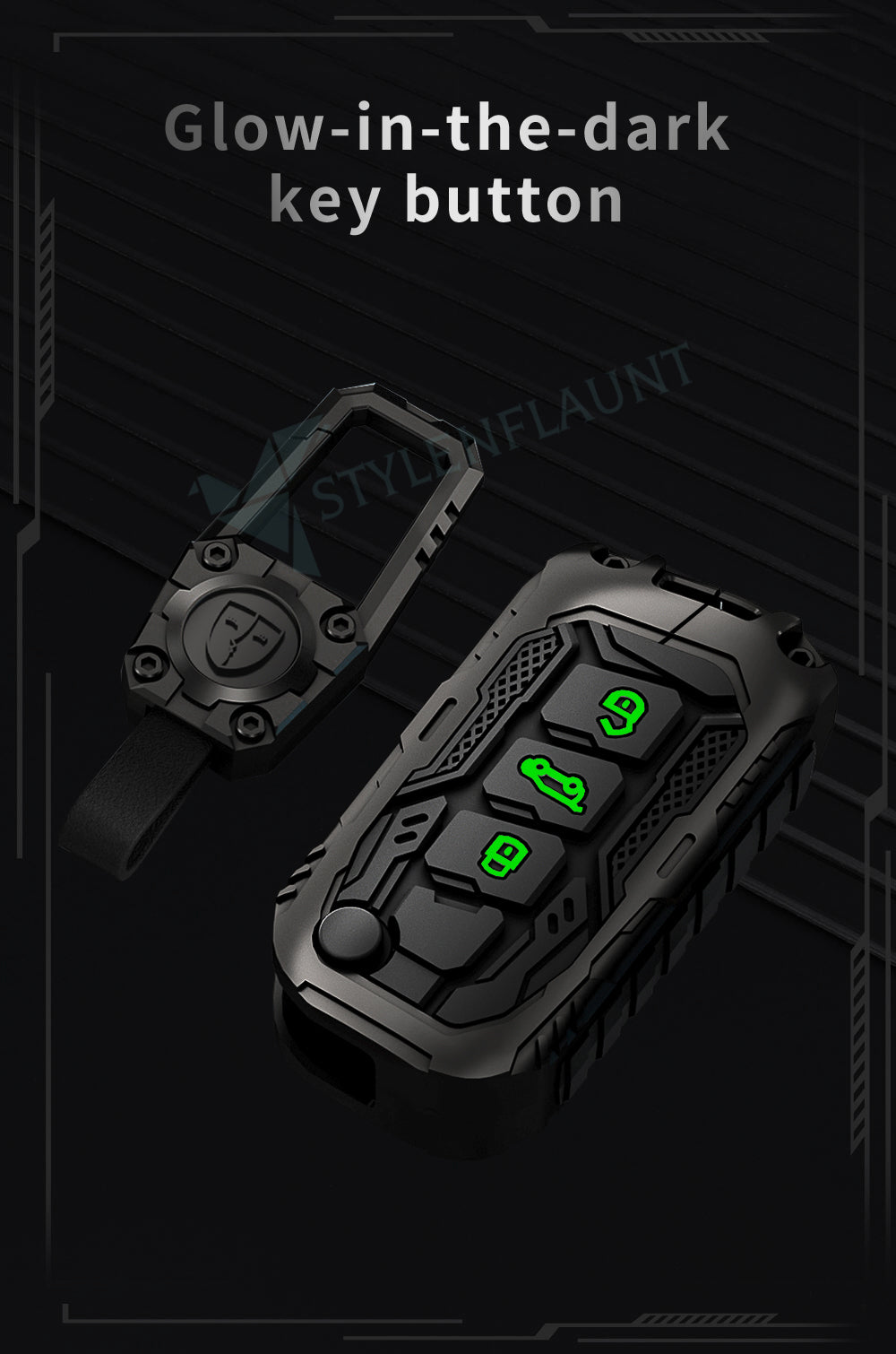 Mahindra Thar Roxx | XUV 700 | Thar | Scorpio-N 2023 | 3XO | Bolero Premium Transformer Series Metal Silicone Car Key Cover Case with Key Chain ( 3 buttons ) Flipkey