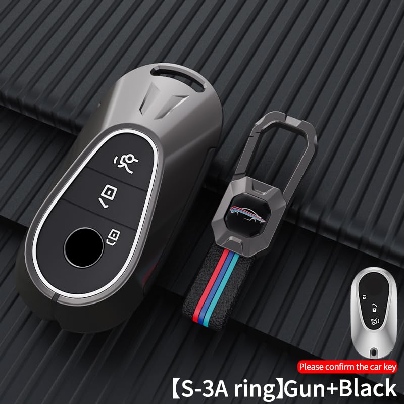 Mercedes GLC 300 Luxury Premium Metal Smart Car Key Cover Key Case With Key Chain( 3 buttons )