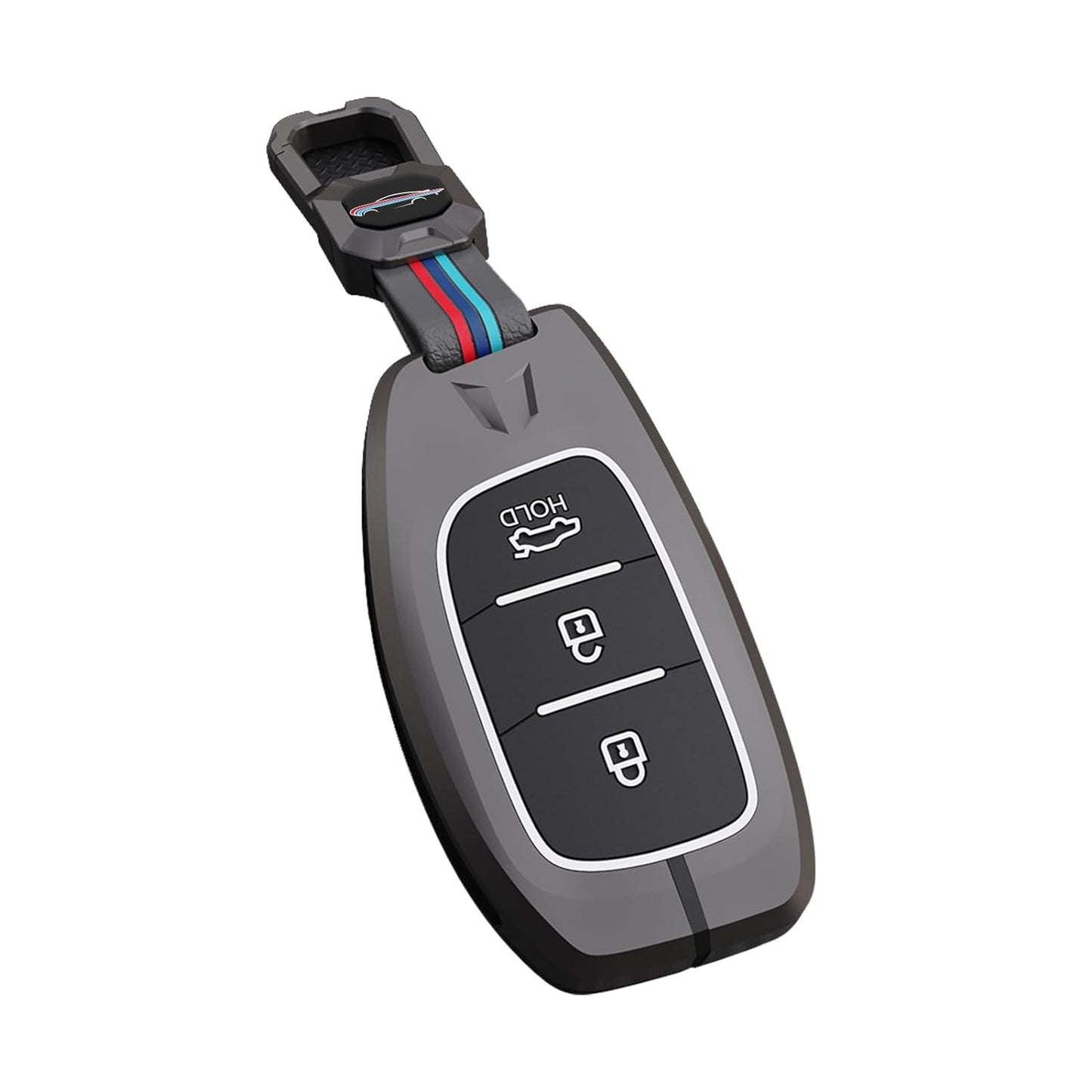 Hyundai Aura |Exter | i20 | Venue | Creta Luxury Premium Metal Smart Car Key Cover Key Case With Key Chain( 3 buttons ) Not Compatible for flip key