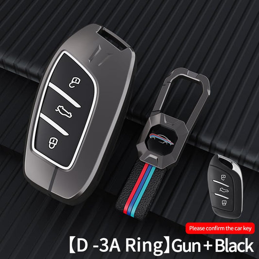 MG Astor | Zs Ev Luxury Premium Metal Smart Car Key Cover Key Case With Key Chain ( 3 Button )