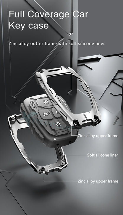 Tata Punch | Nexon | Harrier | Safari | Altroz | Tigor Luxury Premium Transformer Series Metal Key Cover With Key Chain ( 4 buttons )