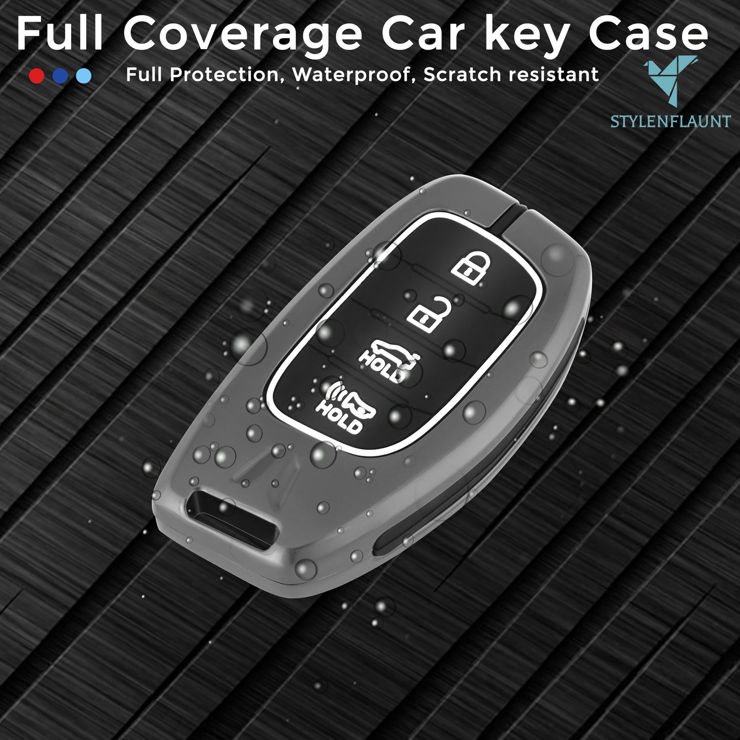 Hyundai 2020 Creta | Venue Luxury Premium Metal Smart Car Key Cover Key Case With Key Chain- 4 buttons(Compatible with Hyundai Creta 2020-2023)