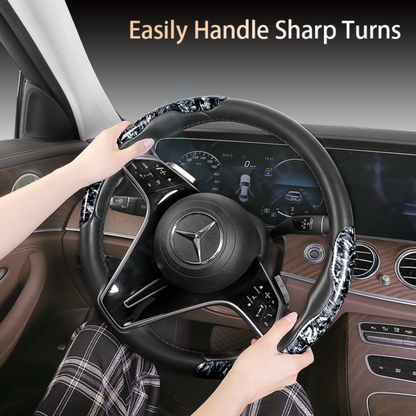 STYLENFLAUNT Universal ABS Broken Carbon Texture Steering Wheel Grip Cover for All Car Models Safe Non-Slip Car Interior Accessory long lasting print Comfortable Grip Steering Wheel Protector