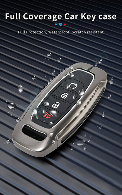 Nissan Rouge | Sentra | Pathfinder | Kicks | Ariya 2025 Luxury Premium Metal Smart Car Key Cover Key Case With Key Chain ( 4 buttons
