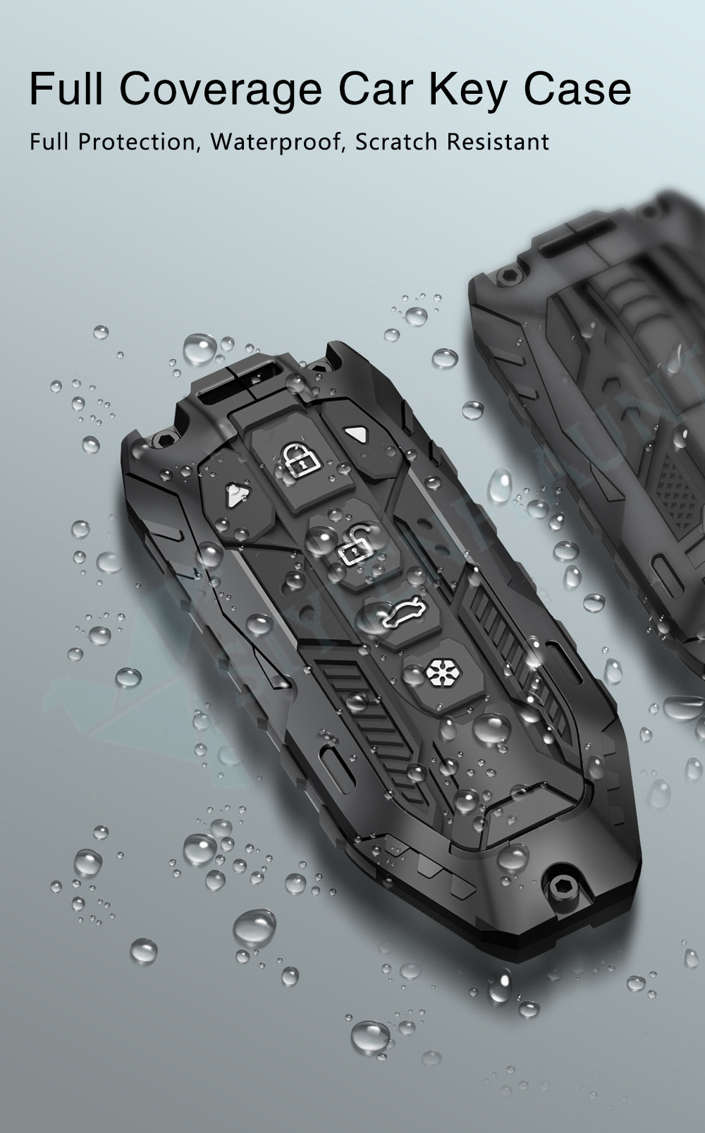 Mahindra XEV 9e and BE 6 Luxury Premium Transformer Series Metal Black Soft Sillcon Smart Car Key Cover Key Case With Key Chain ( 6 Button )