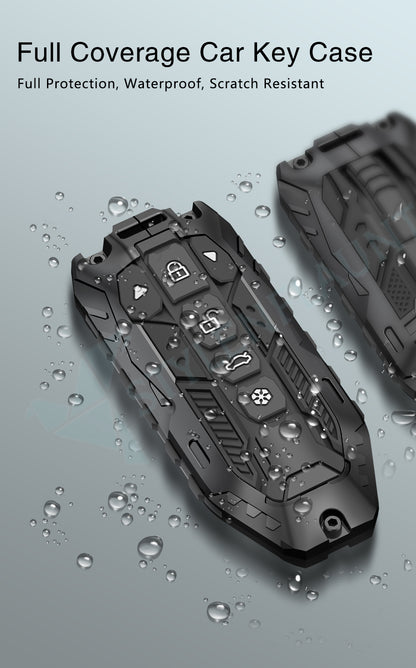 Mahindra XEV 9e and BE 6 Luxury Premium Transformer Series Metal Black Soft Sillcon Smart Car Key Cover Key Case With Key Chain ( 6 Button )