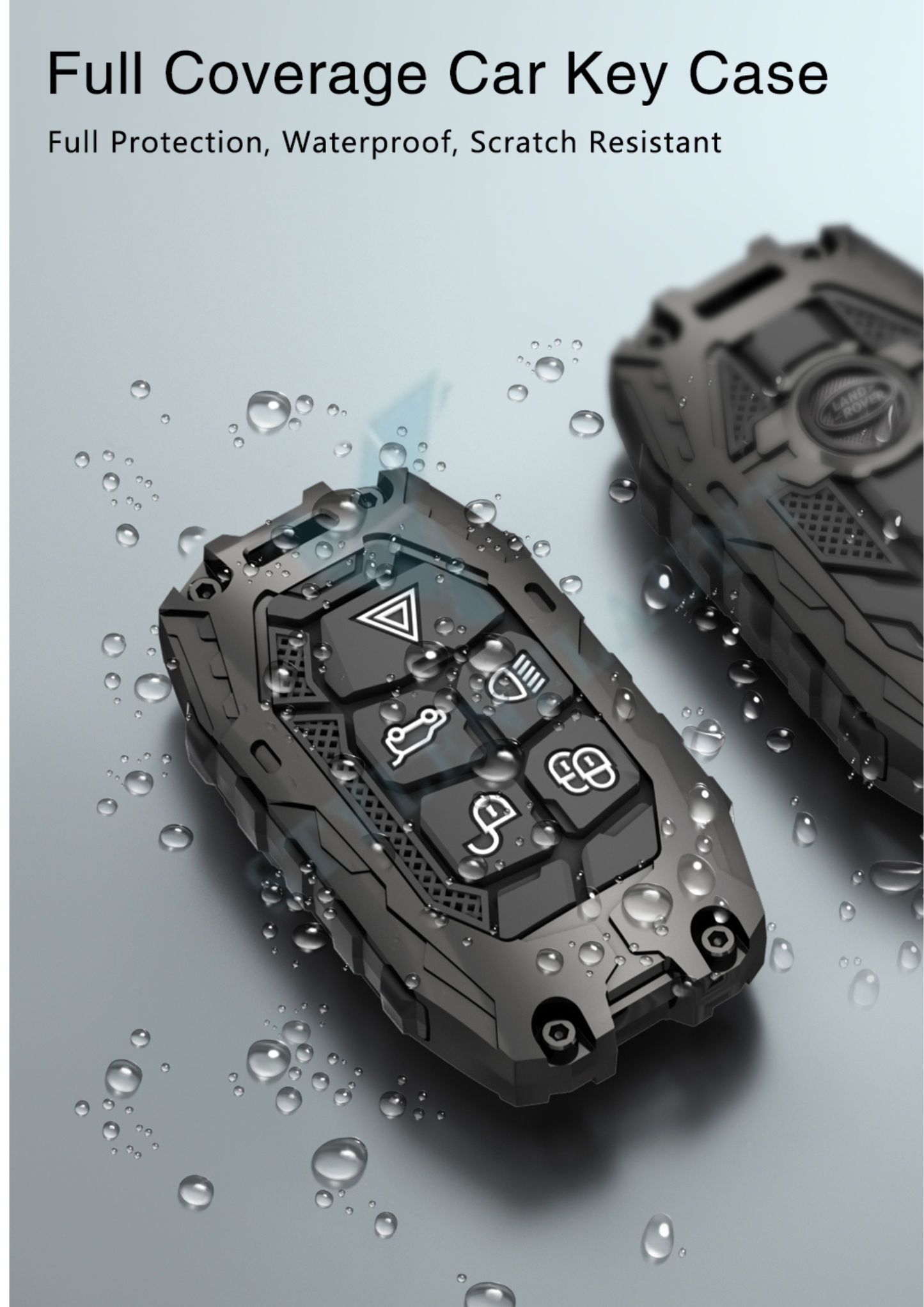 Jaguar F- face ( 2015-2020 ) Luxury Premium Transformer Series Metal Black Soft Sillcon Smart Car Key Cover Key Case With Key Chain ( 5 Button )