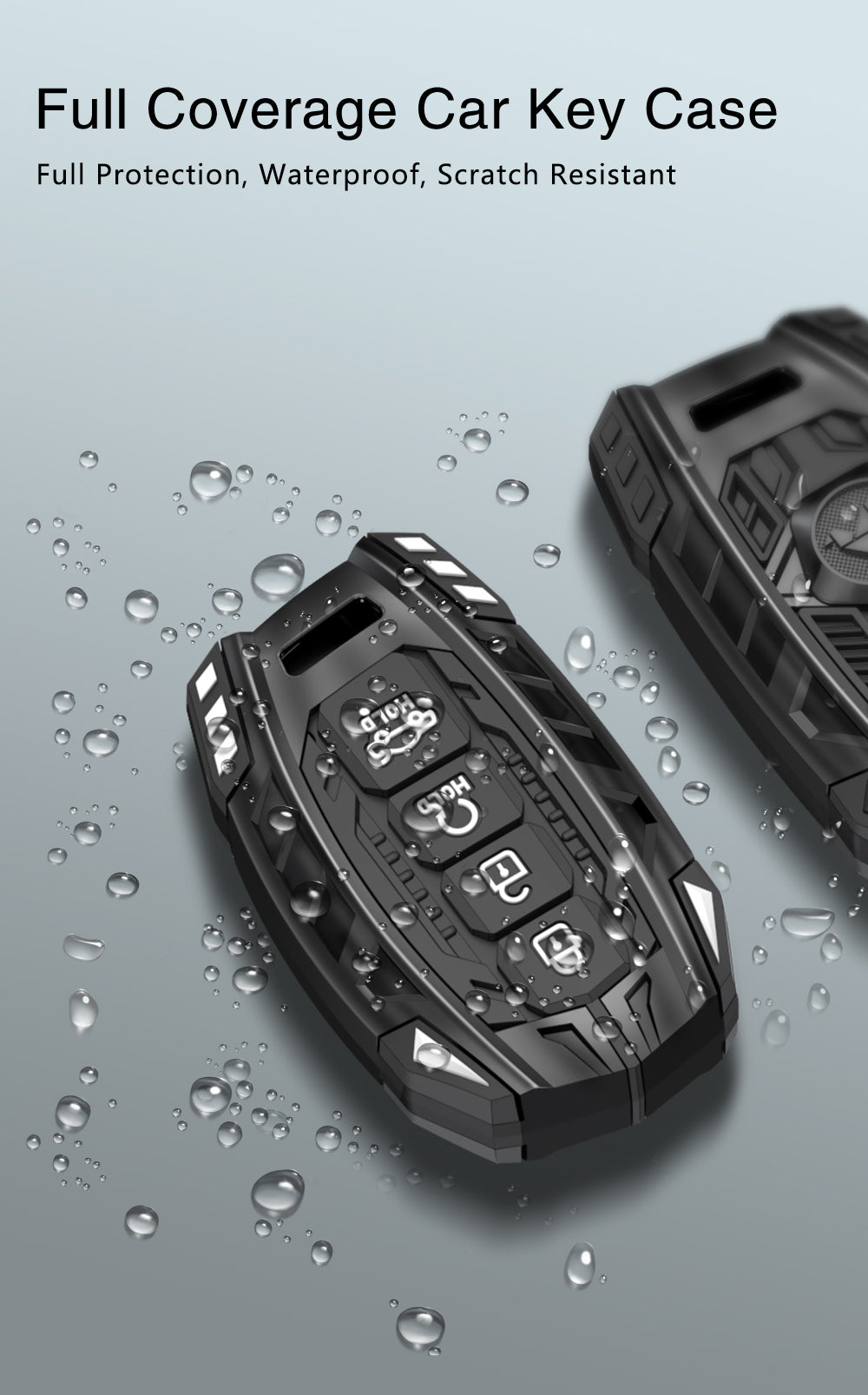 Hyundai Creta 2024 | Alcazar | Creta 2025 Ev | Venue Screwless Series Metal Black Soft Sillcon Smart Car Key Cover With Key Chain ( 4 Buttons ) - Design Patent Pending - Copying Prohibited