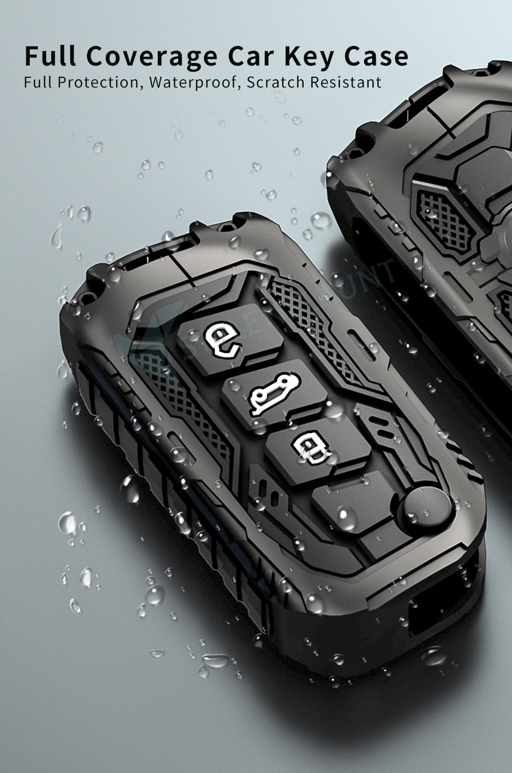 Mahindra Thar Roxx | XUV 700 | Thar | Scorpio-N 2023 | 3XO | Bolero Premium Transformer Series Metal Silicone Car Key Cover Case with Key Chain ( 3 buttons ) Flipkey