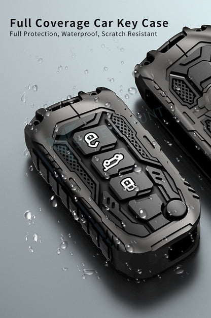 Mahindra Thar Roxx | XUV 700 | Thar | Scorpio-N 2023 | 3XO | Bolero Premium Transformer Series Metal Silicone Car Key Cover Case with Key Chain ( 3 buttons ) Flipkey