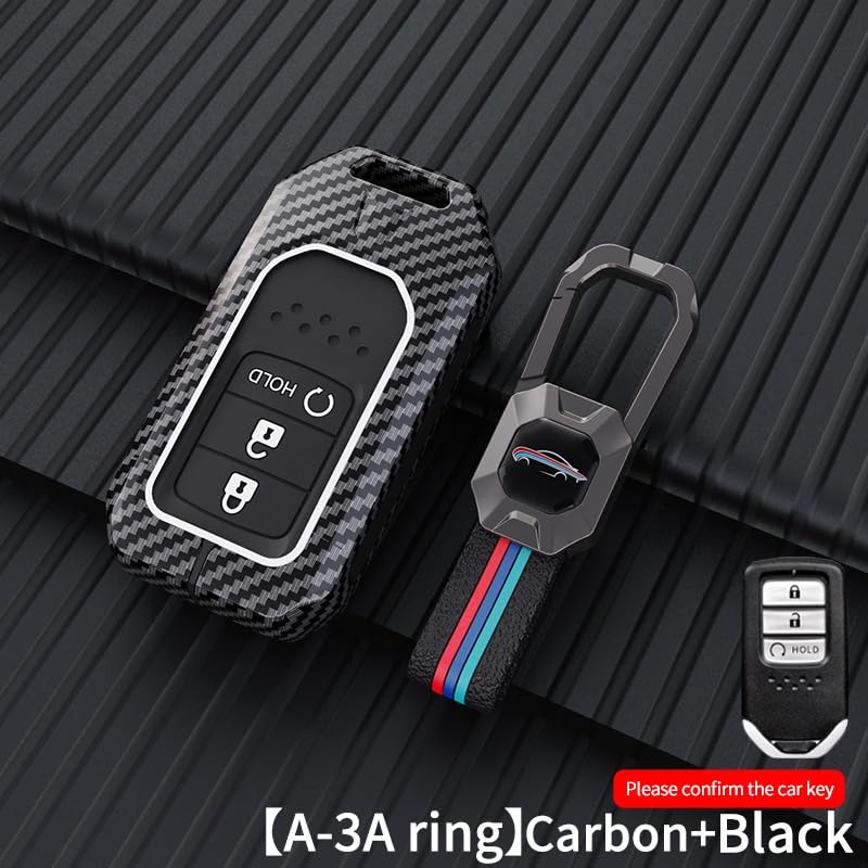 Honda Elevate 2023 Metal Carbon Fiber Black Soft Silicon Smart Car Key Cover ( 3 buttons )