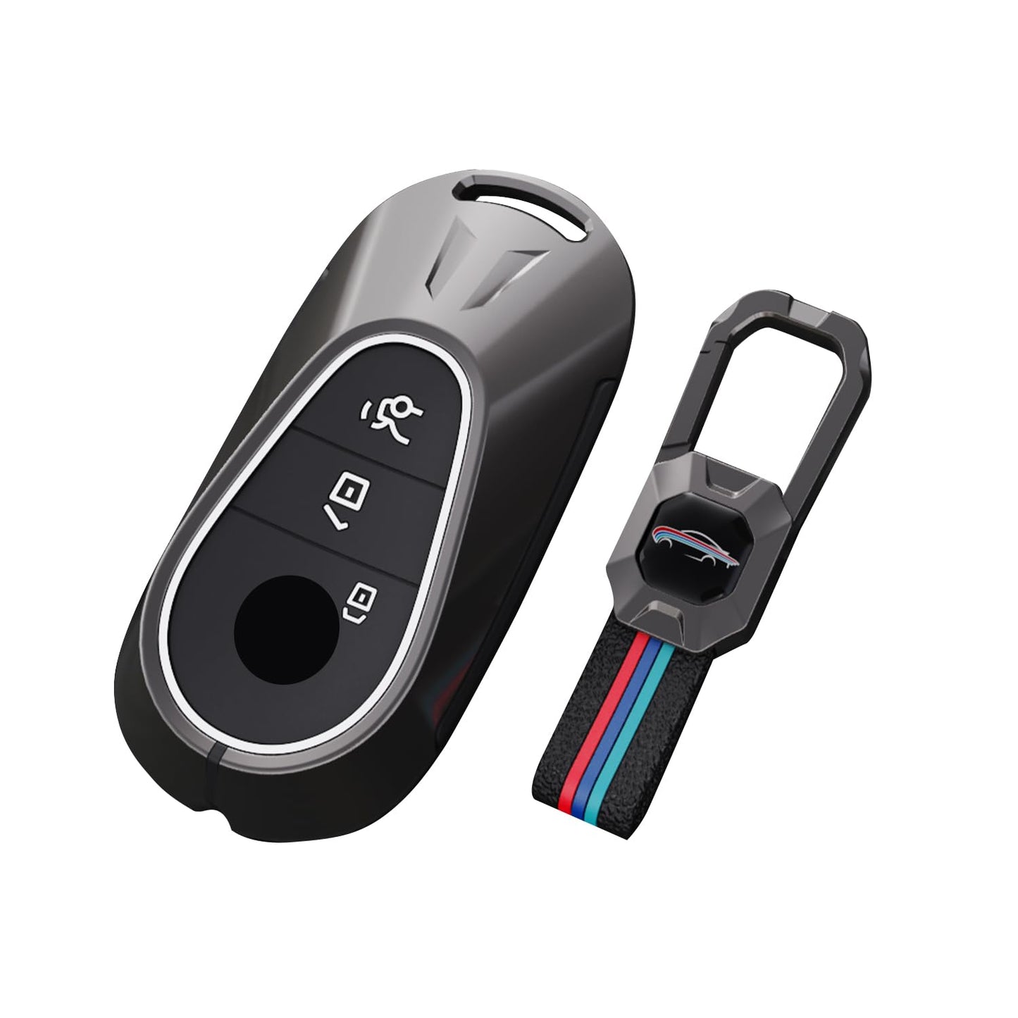 Mercedes GLC 300 Luxury Premium Metal Smart Car Key Cover Key Case With Key Chain( 3 buttons )