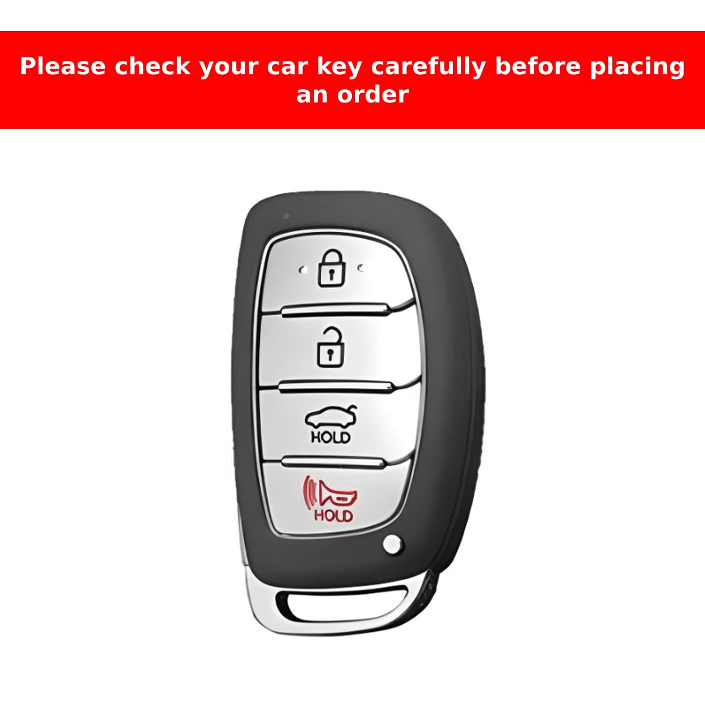 Hyundai 2020 Creta | Venue | Al Cazar Luxury Premium Metal Carbon Fiber Black Soft Silicon Smart Car Key Cover  Key Case With Key Chain-4 buttons(Compatible with Hyundai Creta 2020-2023)