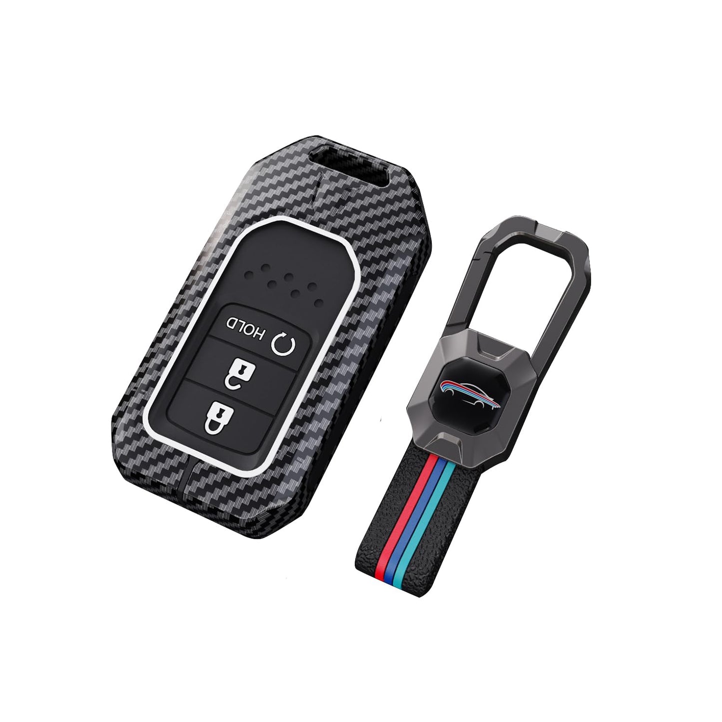 Honda Elevate 2023 Metal Carbon Fiber Black Soft Silicon Smart Car Key Cover ( 3 buttons )