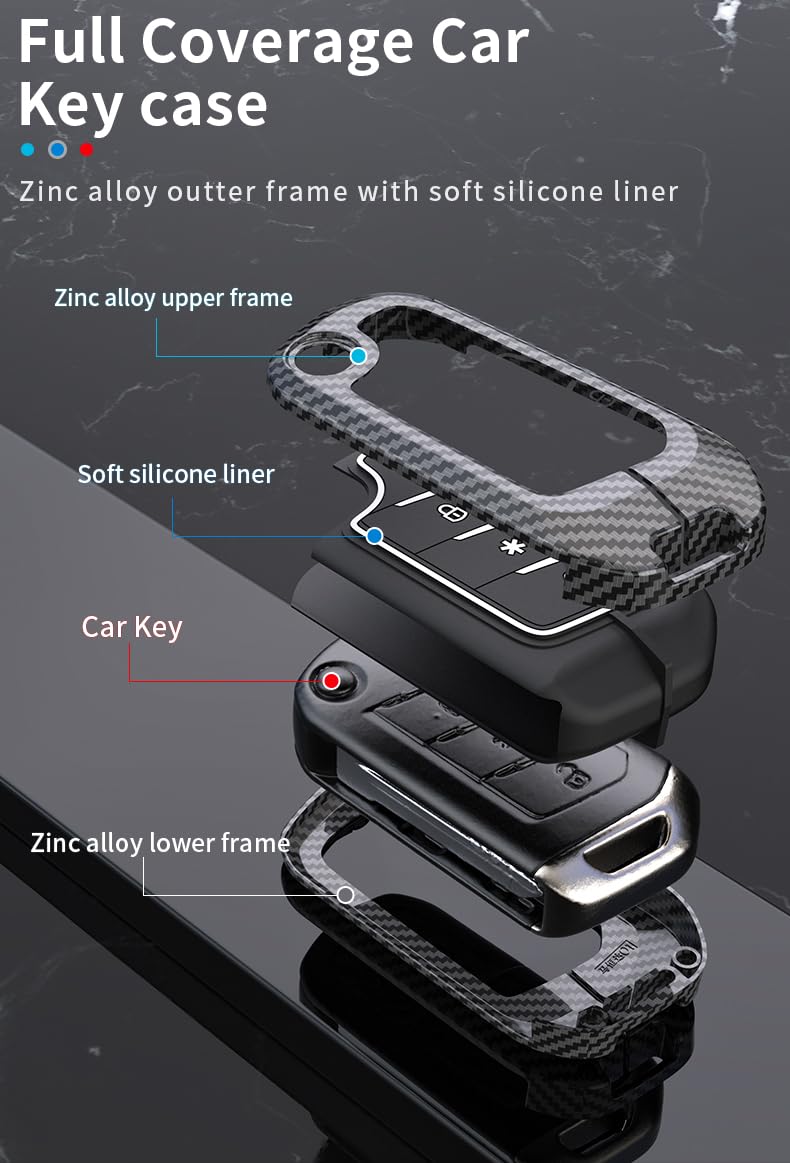 XUV 700 | Thar | Scorpio - N 2023 | 3XO |  Bolero Luxury Premium Metal Carbon Fiber Black Soft Silicon Smart Key Cover Key Case With Key Chain