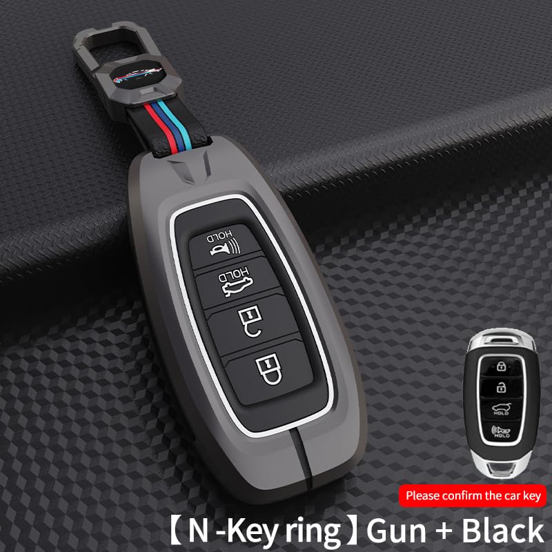 HYUNDAI VERNA 2023 Luxury Premium Metal Smart Car Key Cover Key Case With Key Chain( 4 buttons )