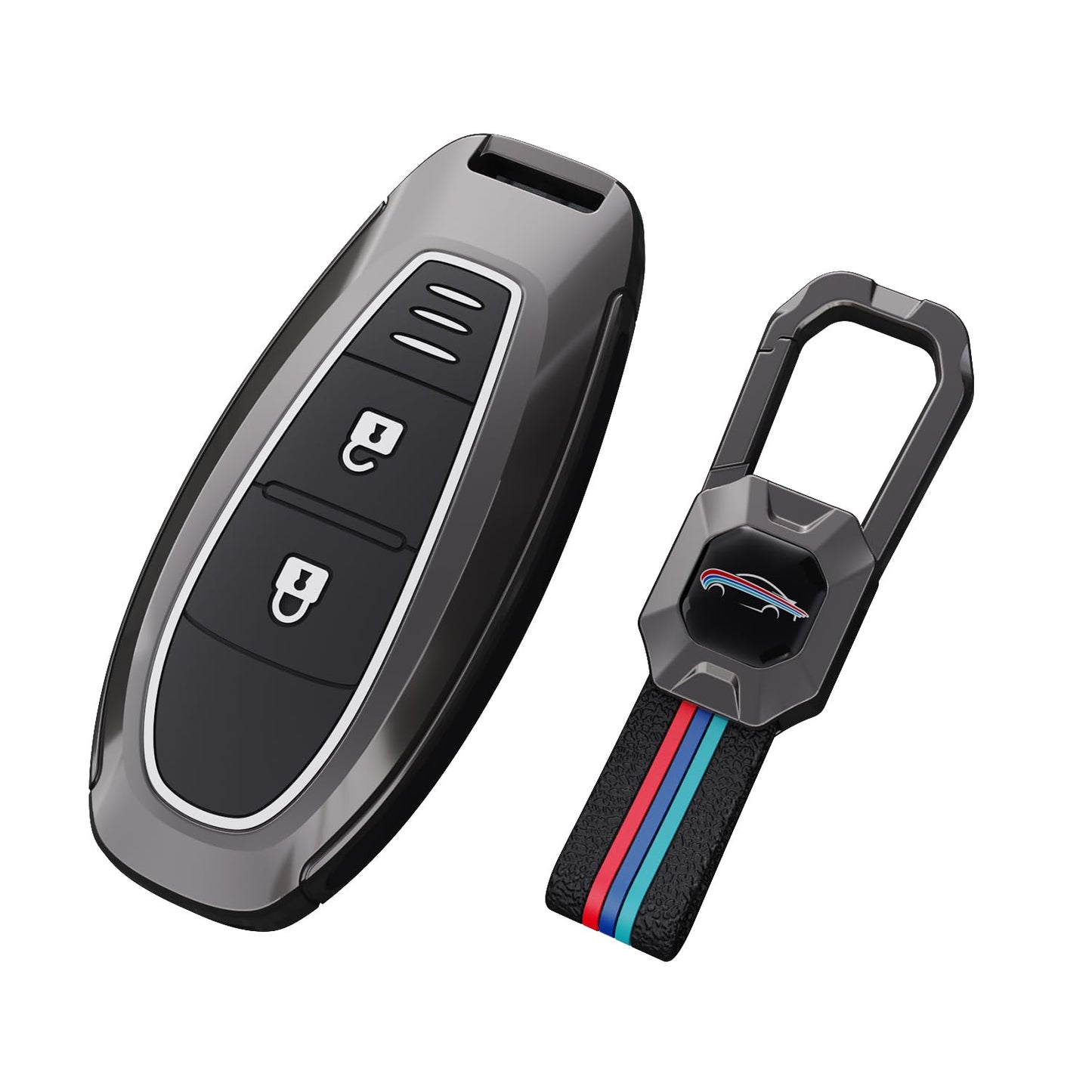 Nissan Magnite 2023 Luxury Premium Metal Smart Car Key Cover Key Case With Key Chain( 3 Button )