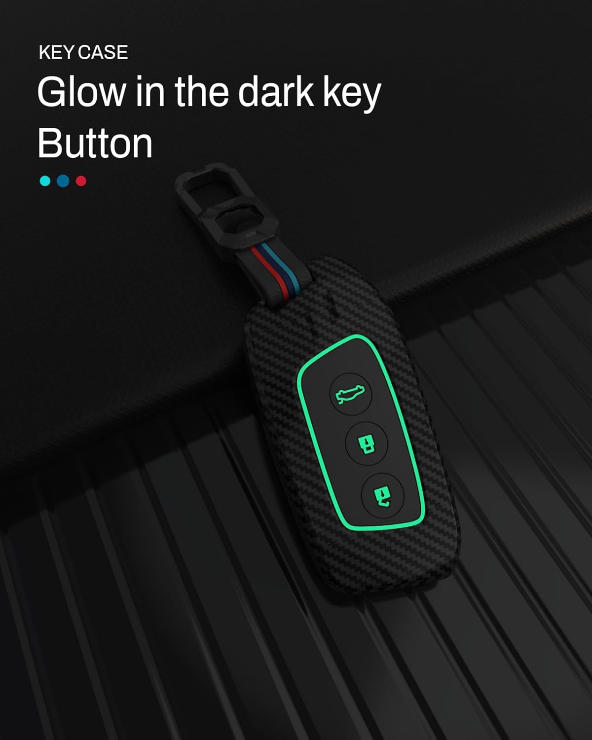 MG Hector 2023 | Windsor EV Luxury Premium Metal Carbon Fiber Black Soft Silicon Smart Car Key Cover Key Case With Key Chain ( 3 Button )