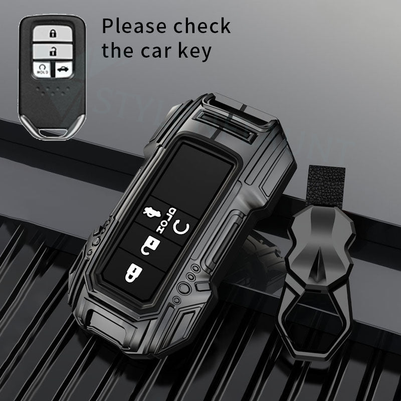 Honda City 2023 Luxury Premium Beast Metal Smart Car Design Key Cover Key Case With Key Chain ( 4 Button )