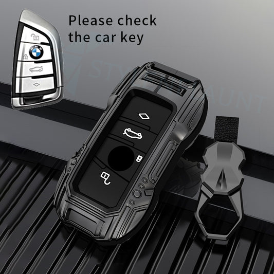 BMW 2,3 Series Luxury Premium Beast Metal Smart Car Design Key Cover Key Case With Key Chain ( 4 Button )