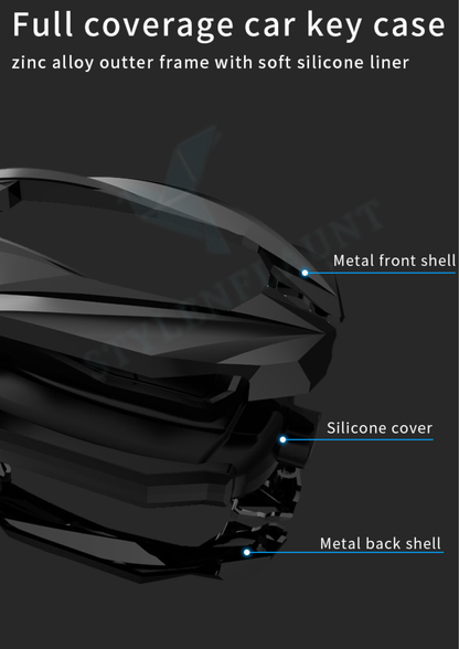 Hyundai i20 2024 | Verna Old Luxury Premium Protector Series Metal Black Soft Sillcon Smart Car Key Cover Key Case With Key Chain ( 3 button )