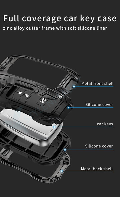 Toyota Land-cruiser Luxury Premium Beast Metal Smart Car Design Key Cover Key Case With Key Chain ( 3 buttons )