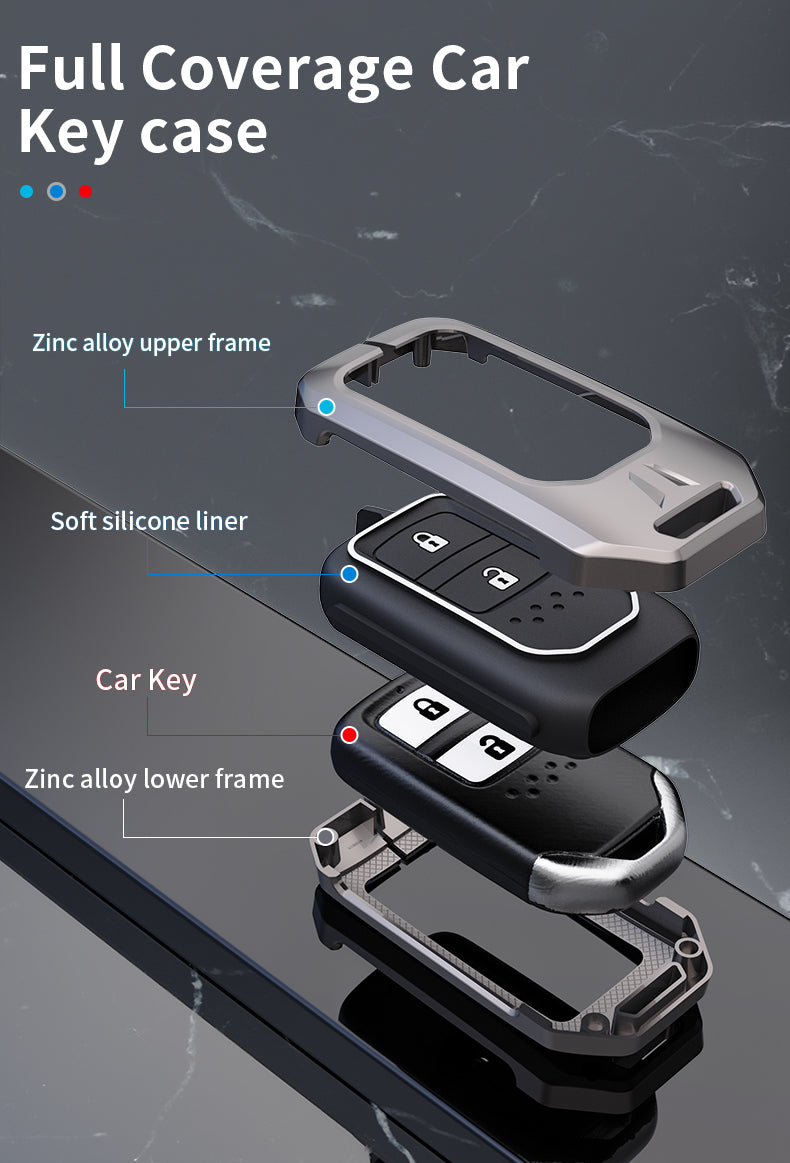 Honda Elevate 2023 Luxury Premium Metal Smart Car Key Cover Key Case With Key Chain( 2 buttons )