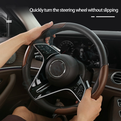 STYLENFLAUNT Universal ABS Peach Wood Matte Texture Steering Wheel Grip Cover for All Car Models Safe Non-Slip Car Interior Accessory long lasting print Comfortable Grip Steering Wheel Protector