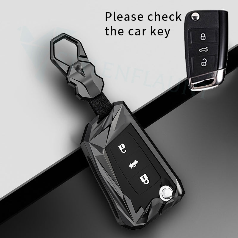 Volkswagen tiguan and virtus Premium  Luxury Premium Beast Metal Smart Car Design Key Cover Key Case With Key Chain ( 3 buttons )