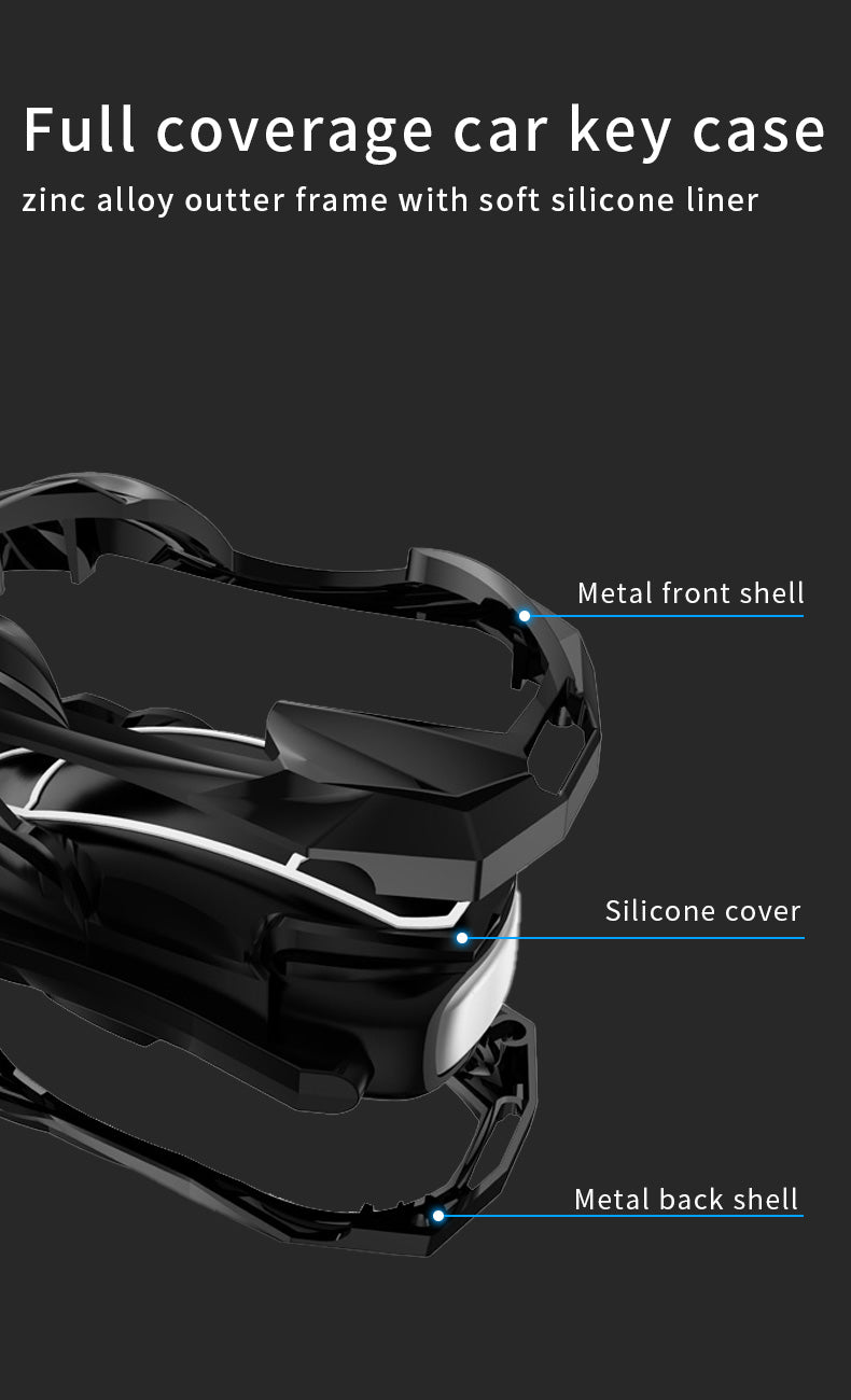 Tesla model X Luxury Premium Beast Metal Smart Car Design Key Cover Key Case With Key Chain