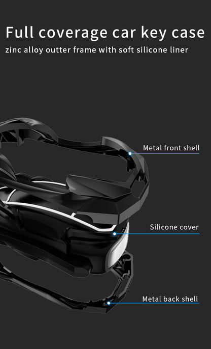 Tesla model X Luxury Premium Beast Metal Smart Car Design Key Cover Key Case With Key Chain